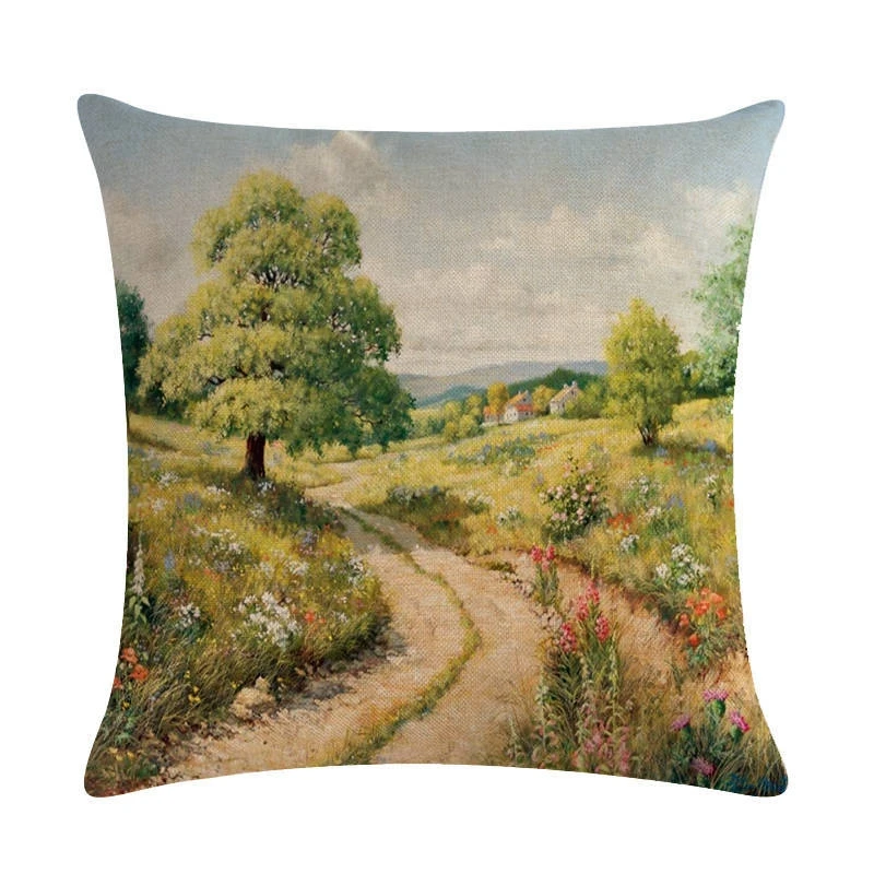 Льняная наволочка для декоративных подушек в средиземноморском стиле с