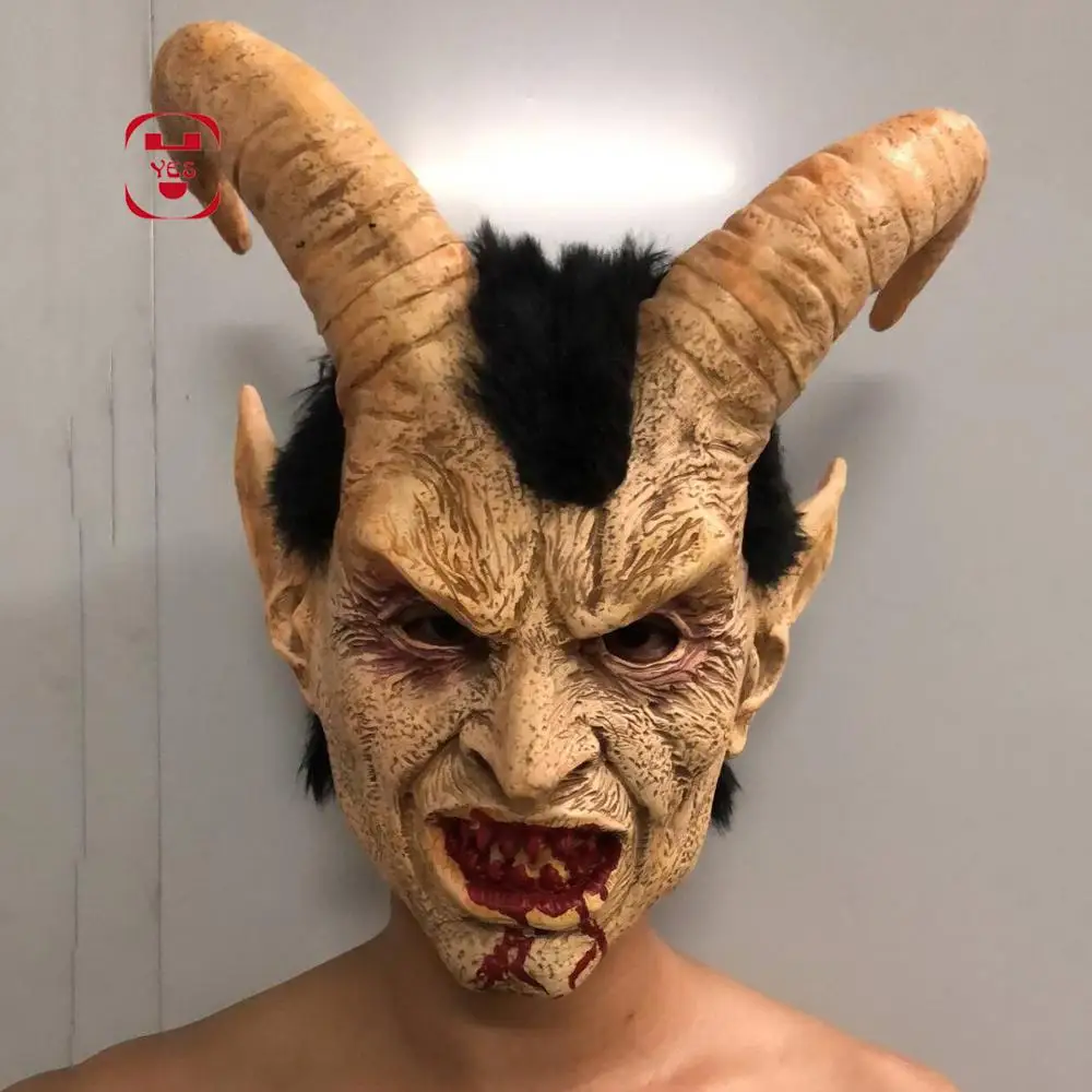 Да страшный демон дьявол Люцифер рожковые латексные маски маска для косплея на