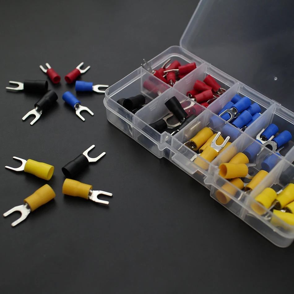 80 шт. Вилка Клемма медный обжимной соединитель изолированный конец шнура набор