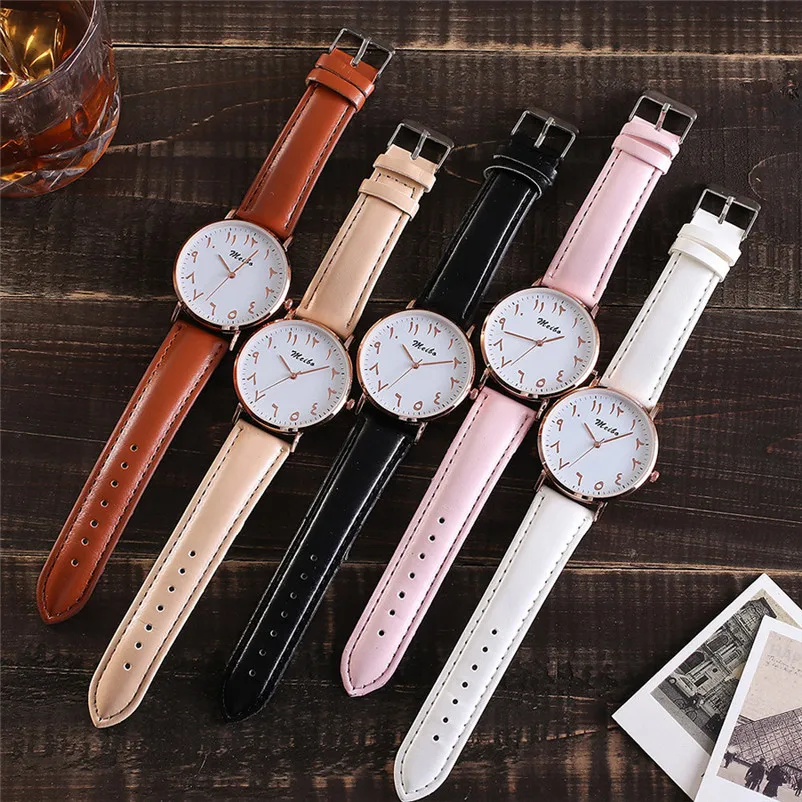 Женские повседневные часы MEIBO кварцевые с кожаным ремешком аналоговые наручные