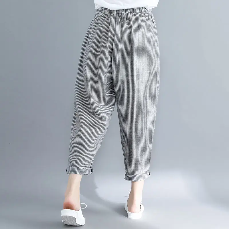 M-5XL Pants Female Plus Size Women's Summer Clothing Fashion Striped Casual Tide New Pantalon Femme Large Trousers f1215 | Женская