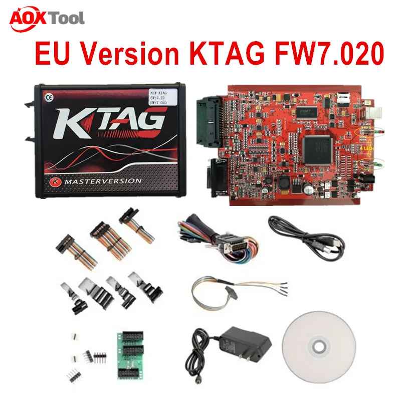 Версия для ЕС онлайн KTAG V7.020 V2.23 красная печатная плата без ограничений по токету с