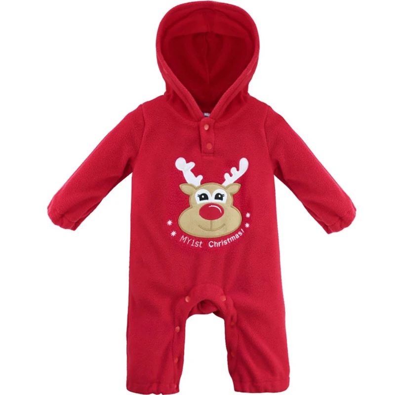 Красный комбинезон для детей от 3 до 18 месяцев осенне зимний Рождественский