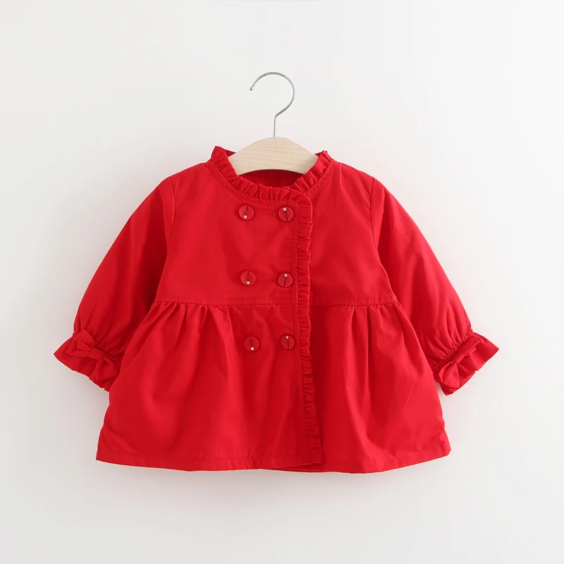 Двубортный плащ с воротником для маленьких девочек | Мать и ребенок