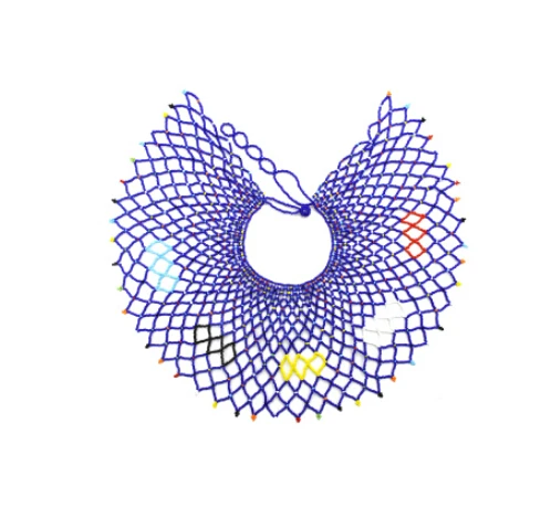 Big Blue Necklace Zulu Этнические бусы кисточкой колье Ожерелье Висячие серьги наборы Maasai Кенийский Бохо Южно-Африканский танзанийский Племенной Стиль Ювелирные изделия - Окраска металла: Big Blue Necklace