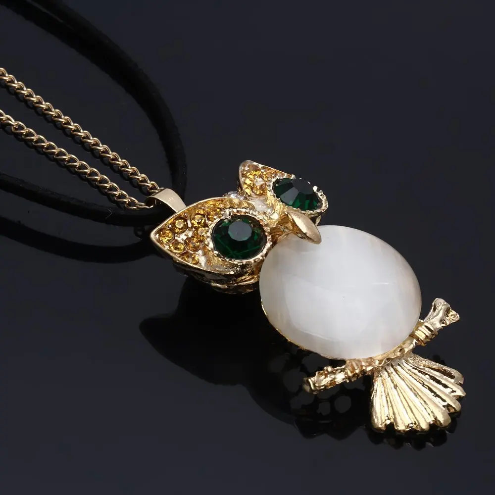 Горячий теперь золото длинное ожерелье цепь хрустальная сова ретро ювелирные Mix