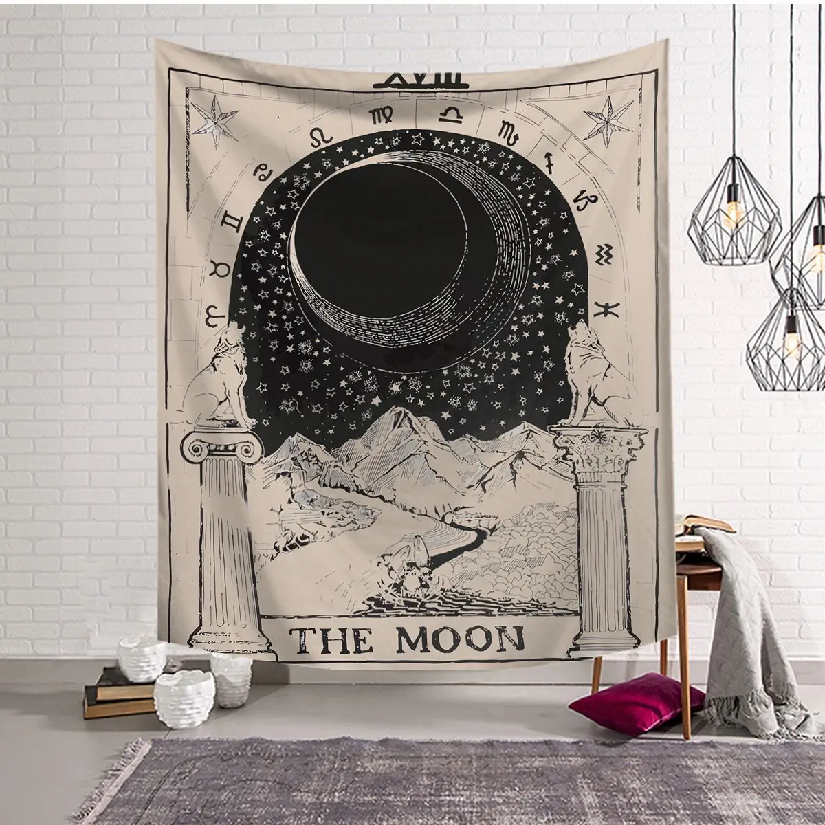 1 Ps Chic Elegant Divination Sun Star Moon Printed Witchcraft Decorative Hippie Mandala Macrame Bohemian Wall Hanging Tapestry | Дом и сад