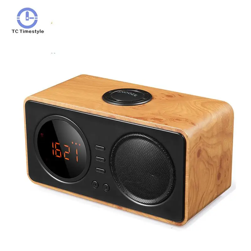 Горячая Распродажа Деревянный винтажный TF карта AUX Play FM Радио беспроводной Bluetooth мини светодиодный будильник динамик цифровой дисплей Despertador
