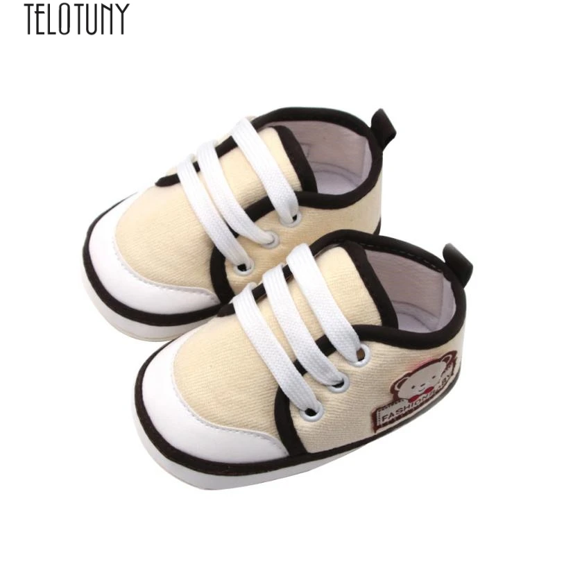 TELOTUNY Одежда для новорожденных комплект одежды для маленьких девочек и мальчиков; сохраняет вид при умеренном контакте с устойчивые туфли с рисунком медведя и надписями принт обувь для колыбельки Z0828