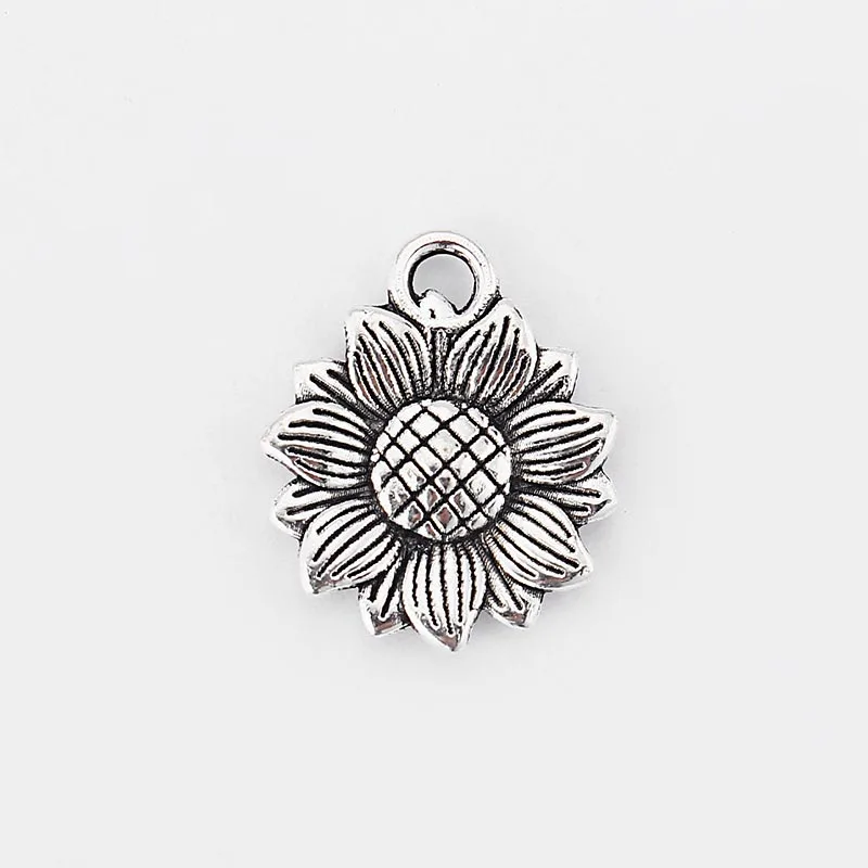sunflower charms 20 шт антикварные серебряные подвески с подсолнухами для ожерелья, браслетов, изготовление сережек, запчасти для DIY, модные ювелирные изделия, аксессуары - Окраска металла: sunflower charms