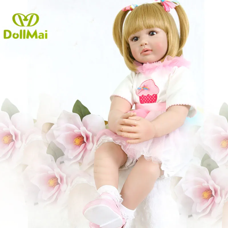 

24"60cm silicone reborn baby dolls vinly princess doll adorable Toddler Time Doll for girls child gift bebe reborn menina