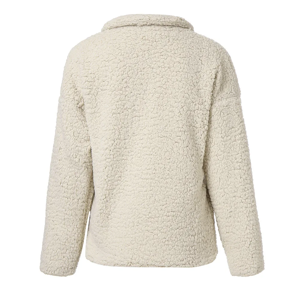 

Winter Warm Sweatshirt Coat Womens Fleece Fur Jacket Pocket Wrap Fluffy Outerwear Clothes Loose Hooded Hoody Pullover Fashion