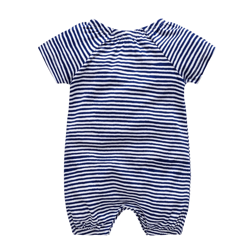 Fashion Baby Boy Jumpsuits Summer Short Sleeve Newborn Striped Blue Infant Rompers Ropa Ninas Terciopelo Romper Onesie|Песочники для