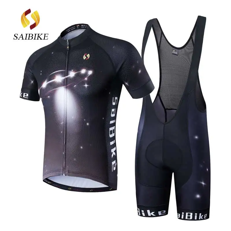 s1624 Saibike Велоспорт Джерси Набор черный для мужчин летняя велосипедная одежда Ropa Ciclismo maillot hombre Велосипедный спорт дышащая одежда - Цвет: s1624