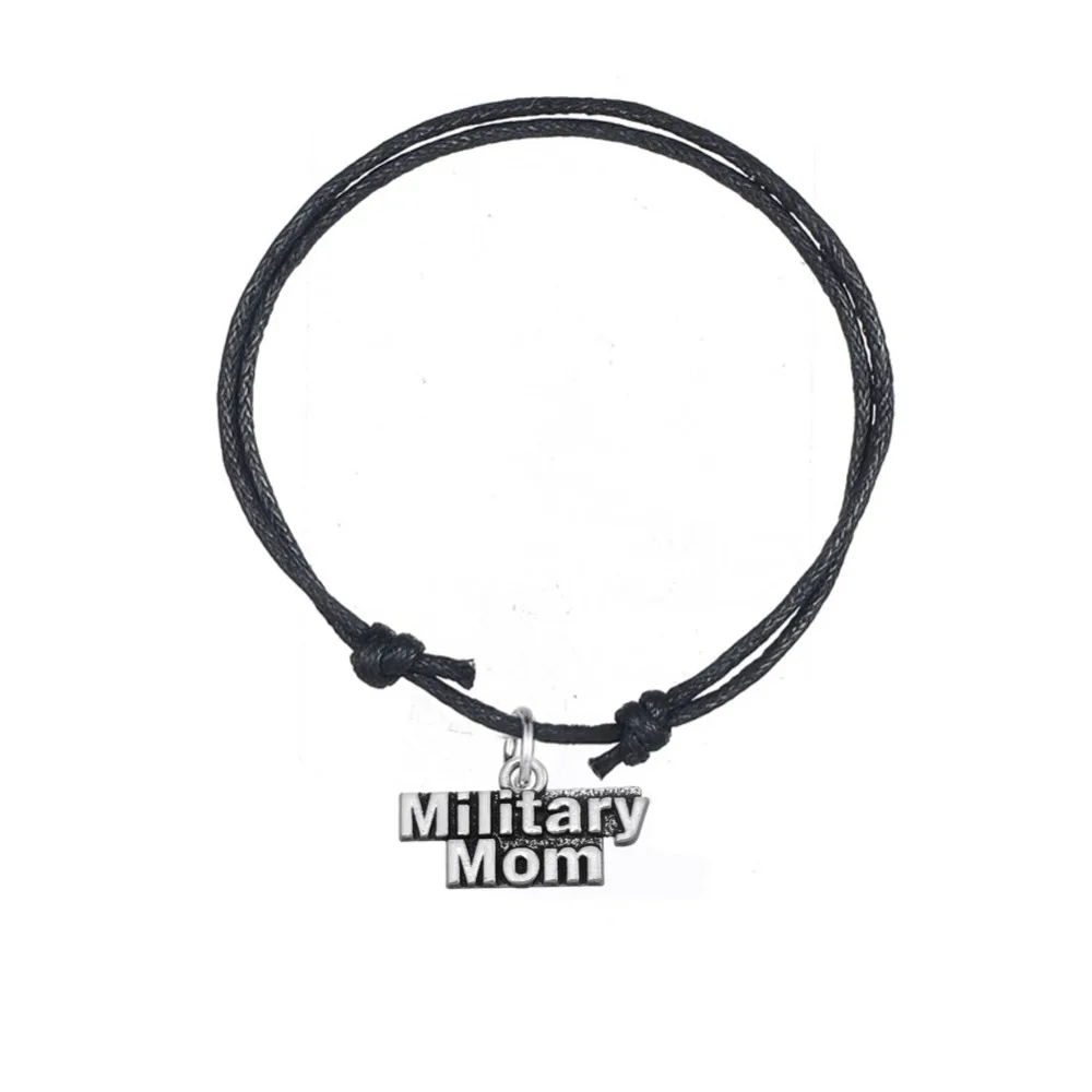 Teamer DIY Colorful Adjustable Waxed Cord Bracelets Pendant with Message Military MOM best gifts 5pcs/lot | Украшения и