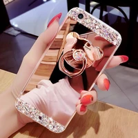 finger ring holder glitter mirror phone cases for iphone 6 6s 7 8 plus luxury women diamond soft tpu cover for iphone6s coque