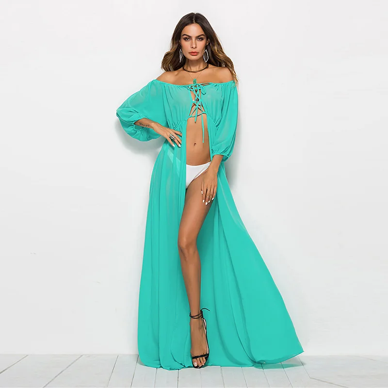 Женское пляжное платье с открытыми плечами Vestidos Verano Пляжное длинное в богемном