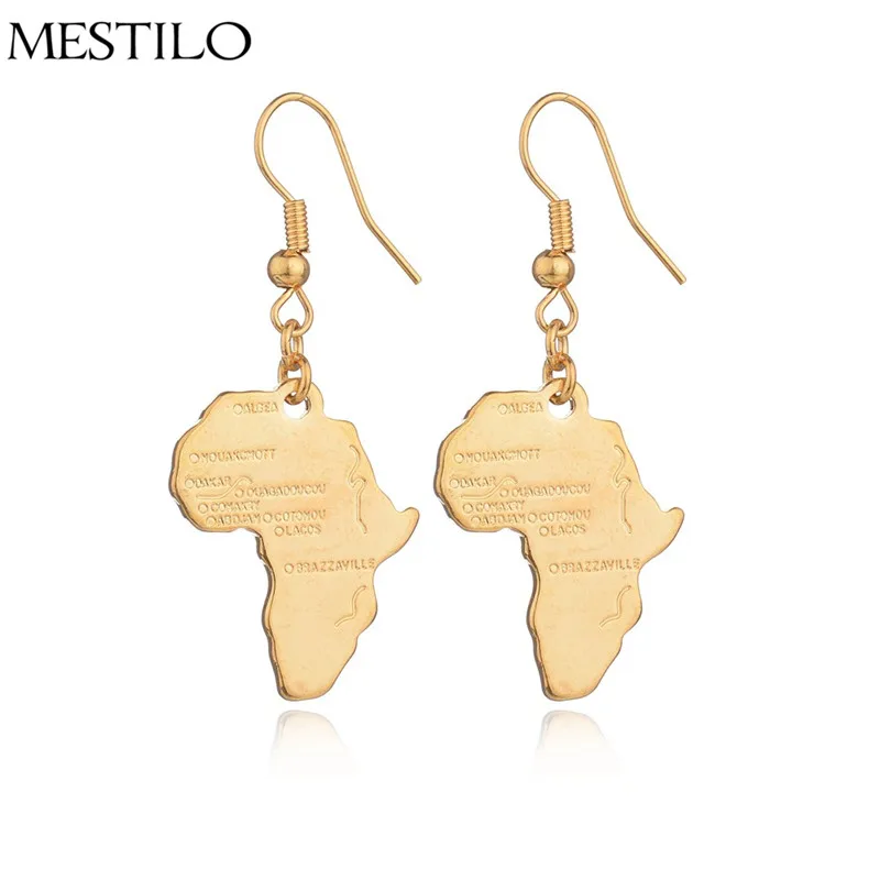 European New Fashion Gold Dubai Jewelry African Map Earrings Hip Hop Indian For Women Men Statement Long Drop | Украшения и