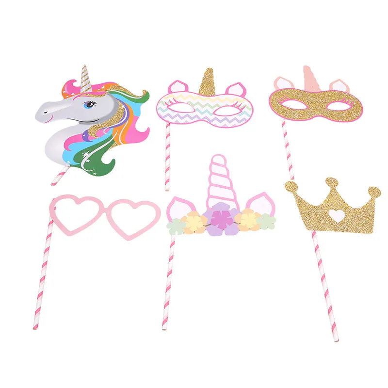 Единорог тема Photo Booth Реквизит Baby Shower для мальчиков и девочек день рождения радуга