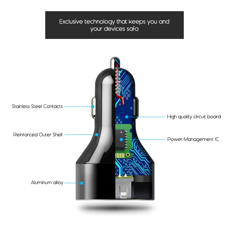 Suntaiho 3 0 Quick Тип C Micro USB Автомобильное зарядное устройство для iphone 8 Plus 5V3A с двумя
