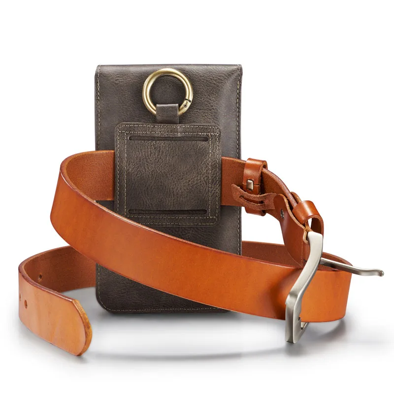 dg ming universal phone bag for smartphone genuine leather carry belt clip pouch waist purse case cover for samsung huawei so on free global shipping