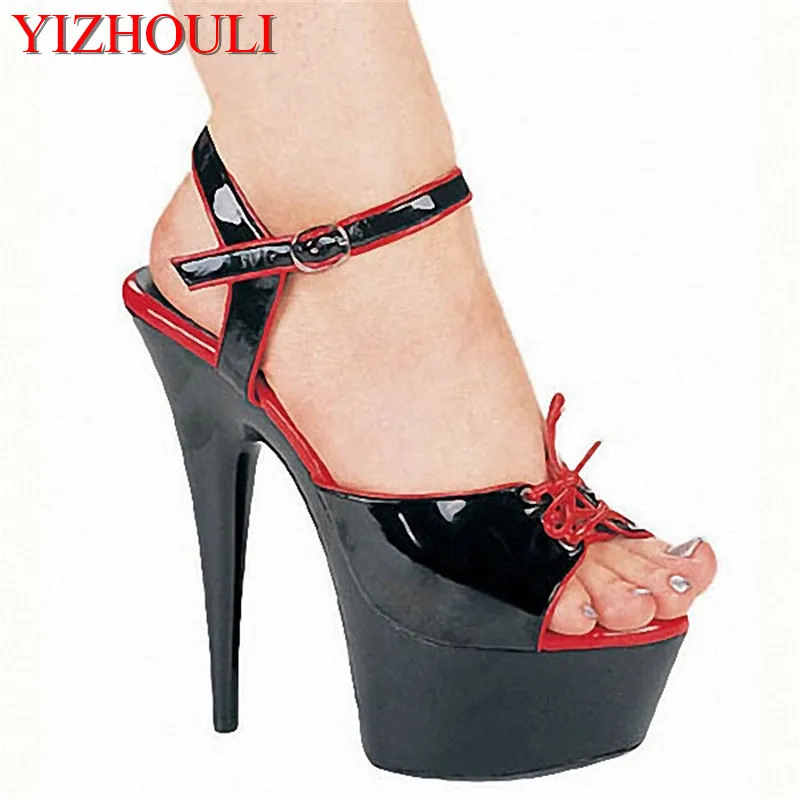 

15cm Sexy set auger thin belt decoration transparent ribs at the end of the ultra-high with sexy catwalk shoes sandals