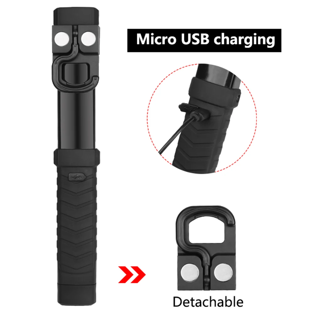Магнитный светодиодный светильник-вспышка перезаряжаемый через USB фонарь COB+ светодиодный светильник для работы с подвесным крючком портативный светильник для ремонта