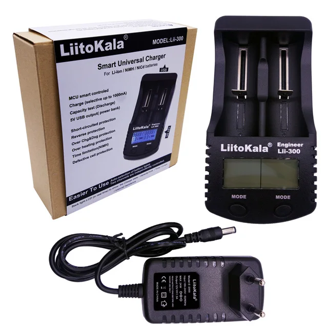 Liitokala lii300 LCD 3.7V/1.2V AA/AAA 18650/26650/16340/14500/10440/18500 Battery Charger with screen 5V 1A | Электроника