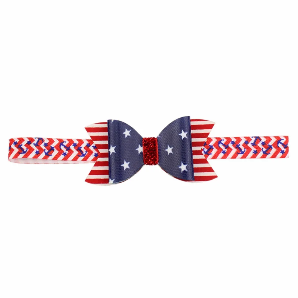 10pcs / lot American Flag Hair bow Clips For Fourth of July Nylon Headband Accessories Kids Patriotic Bow |