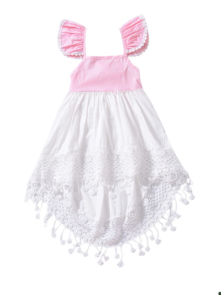 ax1003 pink Bear Leader/Новинка года; платье с короткими рукавами для девочек; Новая повседневная стильная одежда для девочек; платье с цветочным принтом для детей - Цвет: ax1003 pink