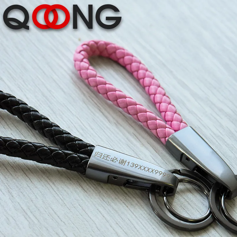 QOONG, новинка, для влюбленных, Плетеный, из натуральной кожи, цепочка для ключей, ручная работа, Wavon, брелок, цинковый сплав, брелок для ключей, автомобильный держатель для ключей S05