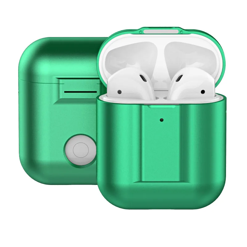Green Роскошный Металлический противоударный чехол для наушников для Apple, беспроводная Bluetooth гарнитура Airpods, Алюминиевые Защитные Чехлы, аксессуары, Funda - Color: Green