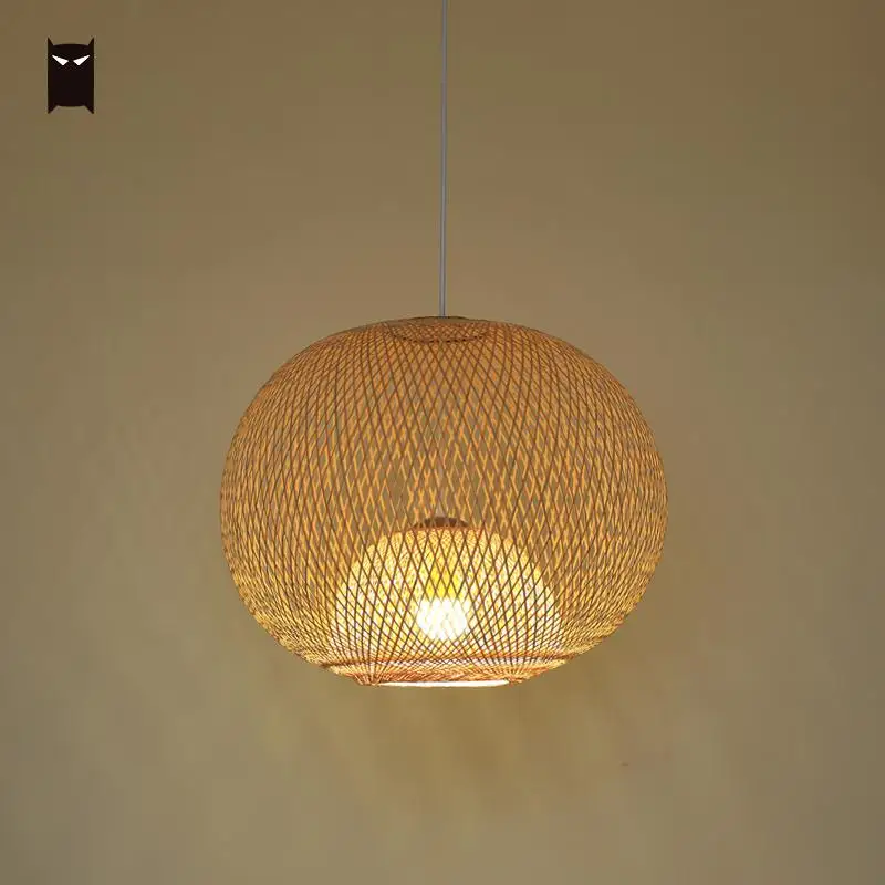 60 см ручная бамбуковая плетеная люстра из ротанга китайский рустикальный