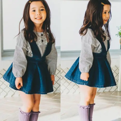 Fashion Toddler Baby Girl Denim Skirt Tutu Overalls Princess Party Children Kids Clothes of Girls | Мать и ребенок