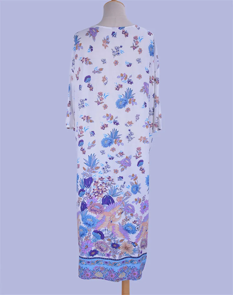 

Long Print Cotton Beach Dress Sarongs Cover-up Swimwear Pareo Beach Tunic Bathing Suit Saida De Praia Bikini Cover Up