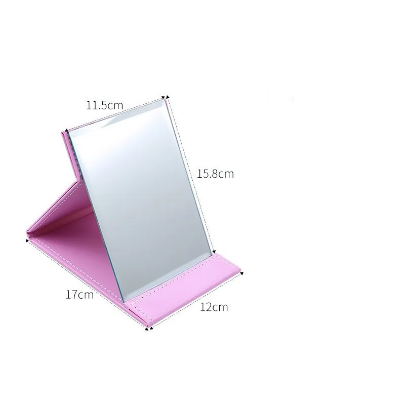 Folding Leather Table Traveling Hand Makeup Mirror Compact Foldable Mirrors Beauty Cosmetic Mirror Makeup Tools - Цвет: Красный