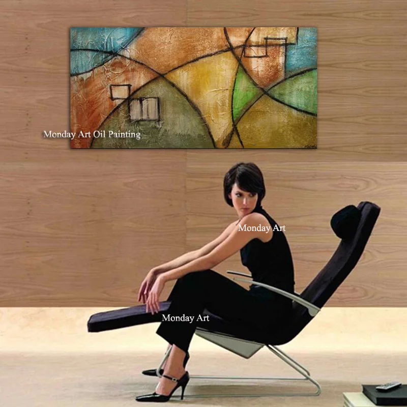 100% Handpainted Modern Abstract Colourful Canvas Painting Wall Quardro Home Decoration for Living Room Children Gift | Дом и сад