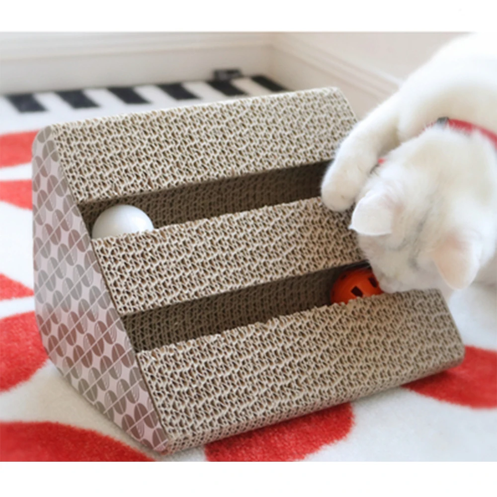 Cat Toys Scratcher Board With Bells Fun Toy For High Quality Corrugated Paper Scratch Cats Grab Grinding Claw LY0009 | Дом и сад