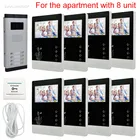 Домофон для 8 квартир, домофонов, 4,3 дюйма, умный цветной ЖК-дисплей, 8 кнопок, ПЗС-камера, видеодомофон