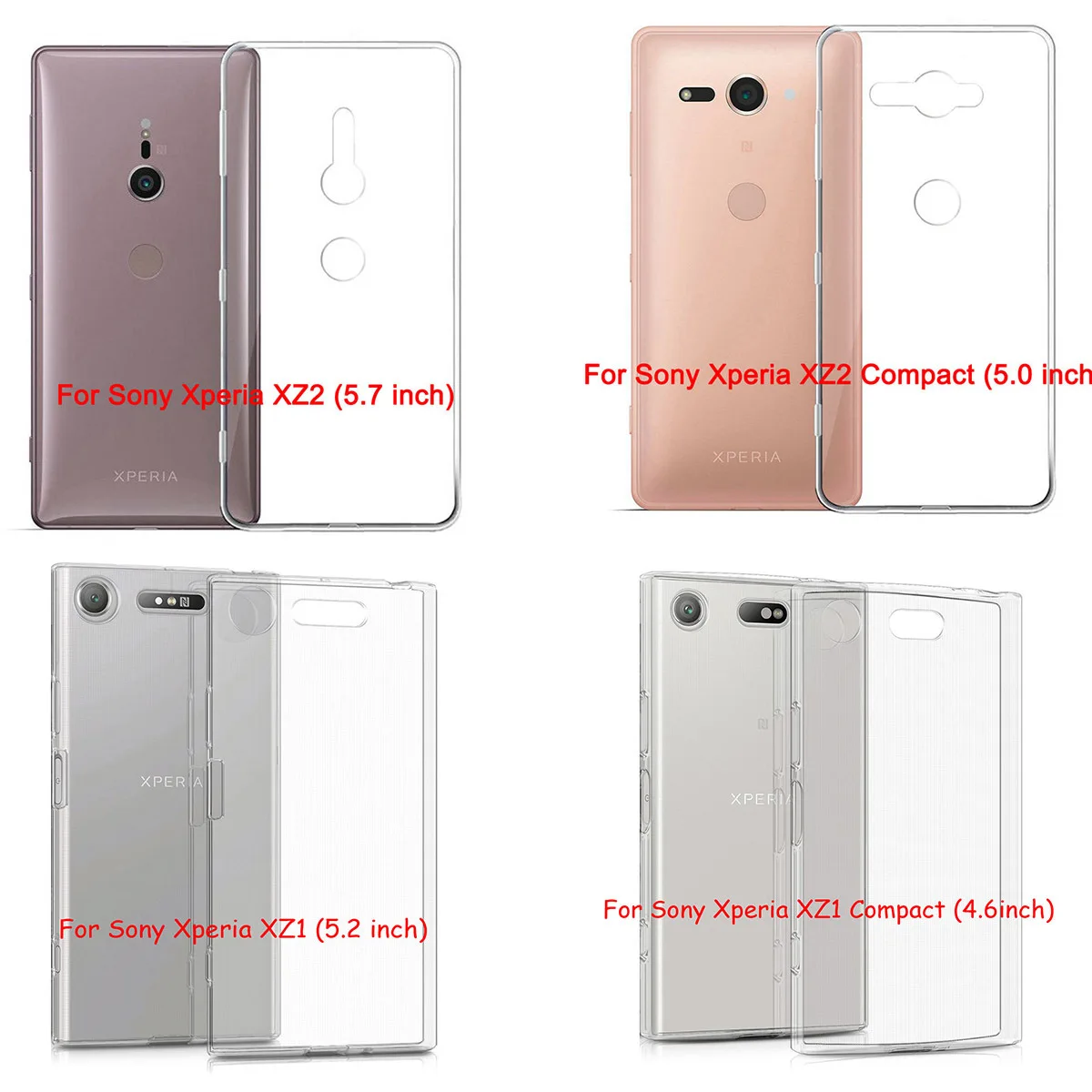 for Sony Xperia XZ2/ XZ2 Compact Cover XZ1/XZ1 Clear Transparent Soft TPU Silicon Case Cell Phone Protective Shell Bag |
