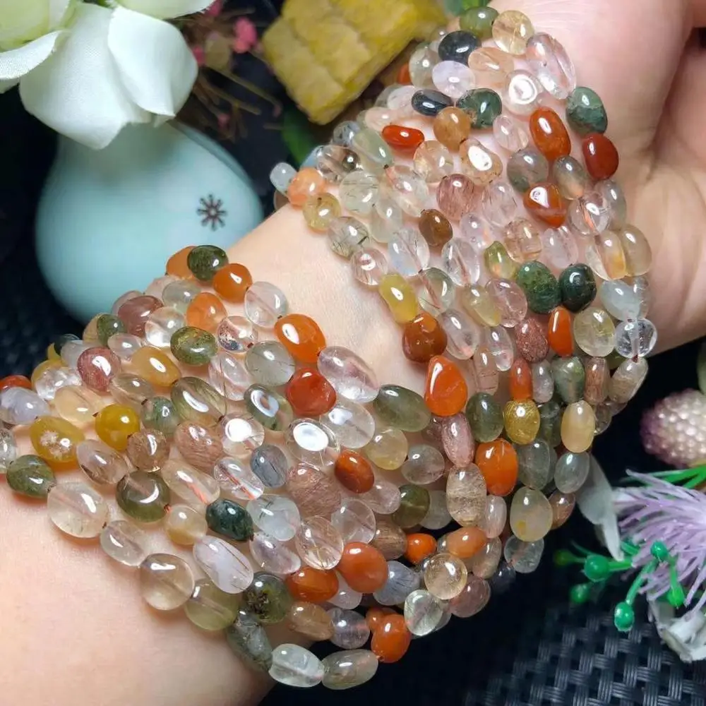 Оптовая продажа натуральные Смешанные рутилированные кварцевые бусины