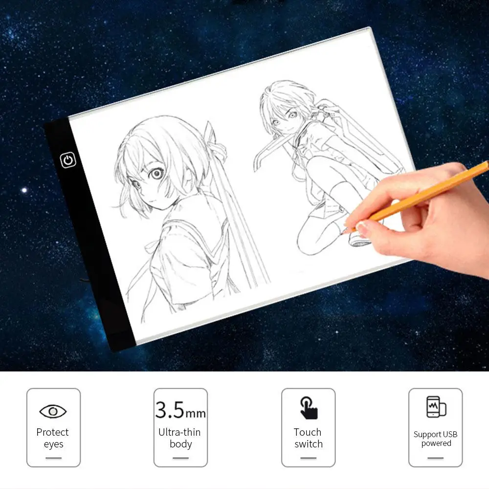 A4 светодиодный цифровой бесступенчатое приглушить рисунок, графика Tablet светильник с аниме коробка калькирование, копирование доска для рисования письменный стол копия колодки
