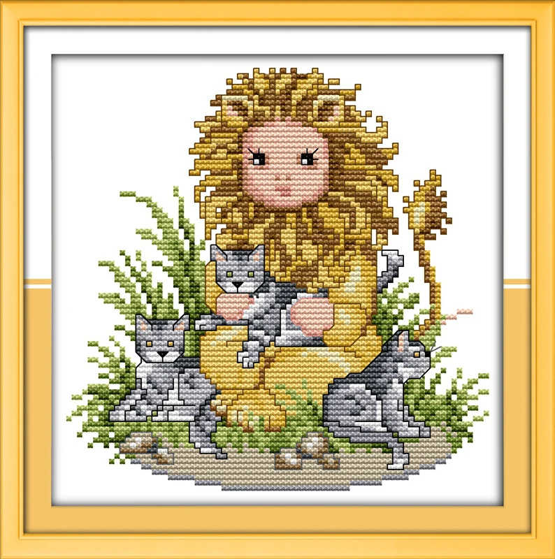 Набор для вышивки крестиком Baby loins aida 14ct 11ct печать на холсте ручная работа сделай