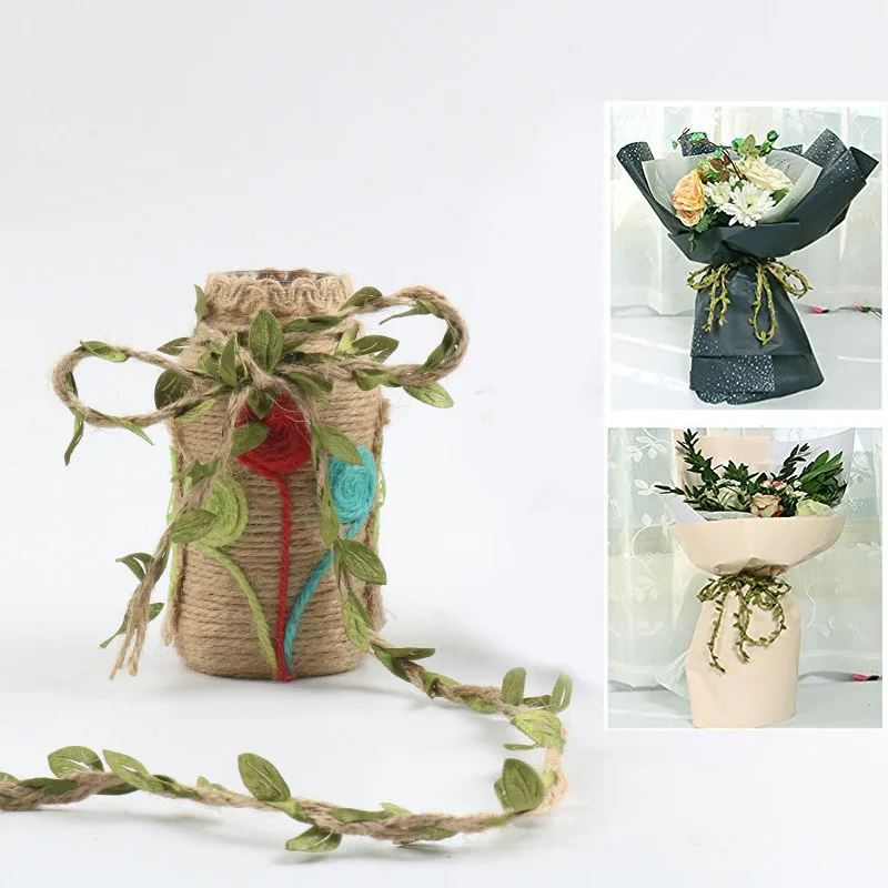 10M/Lot New Creative Leaf Natural Hessian Jute Twine Rope Burlap Ribbon DIY Craft Vintage For Home Wedding Party Decoration | Дом и сад