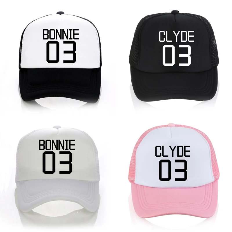 

Valentine hat Women/Men Bonnie 03 CLYDE 03 couples leisure Baseball Cap Funny letters Mesh Snapback Caps Dad Hat Bone Garros