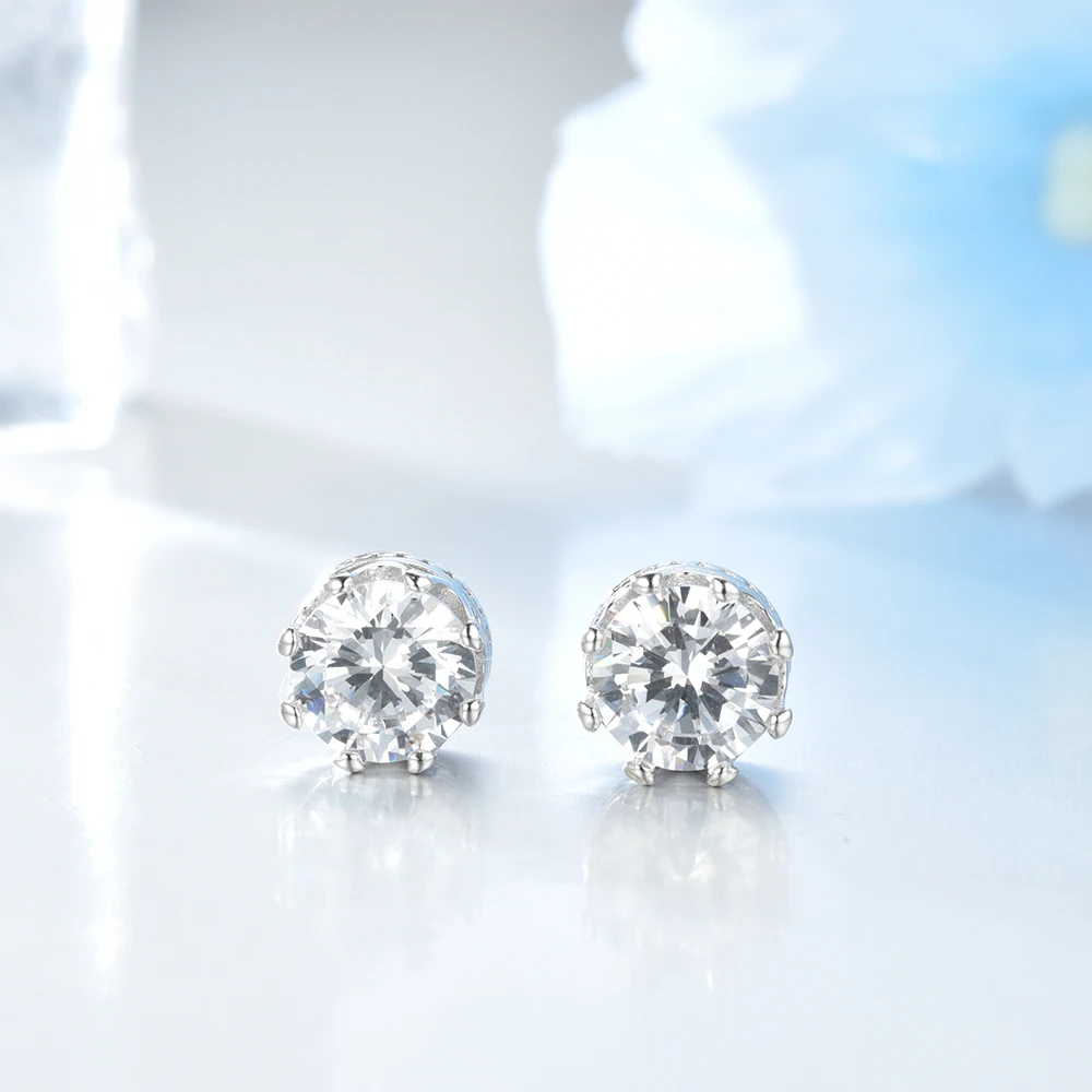 LZESHINE 100% 925 Sterling Silver CZ Stud Earrings для Для женщин ювелирные изделия Классический Princess