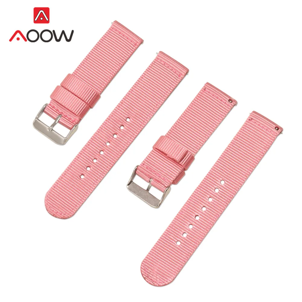 Pink Цветной нейлоновый ремешок 18 мм 20 мм 22 мм 24 мм для samsung Galaxy Watch Active 42 мм 46 мм S2 S3 быстросъемный браслет аксессуары - Цвет ремешка: Pink
