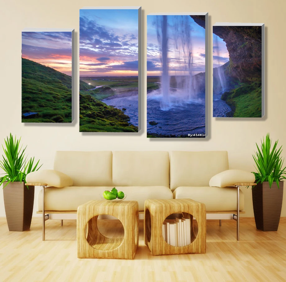 Набор из 4 шт. Настенная картина Водопад без рамки|art painting|wall pictureswall art painting |