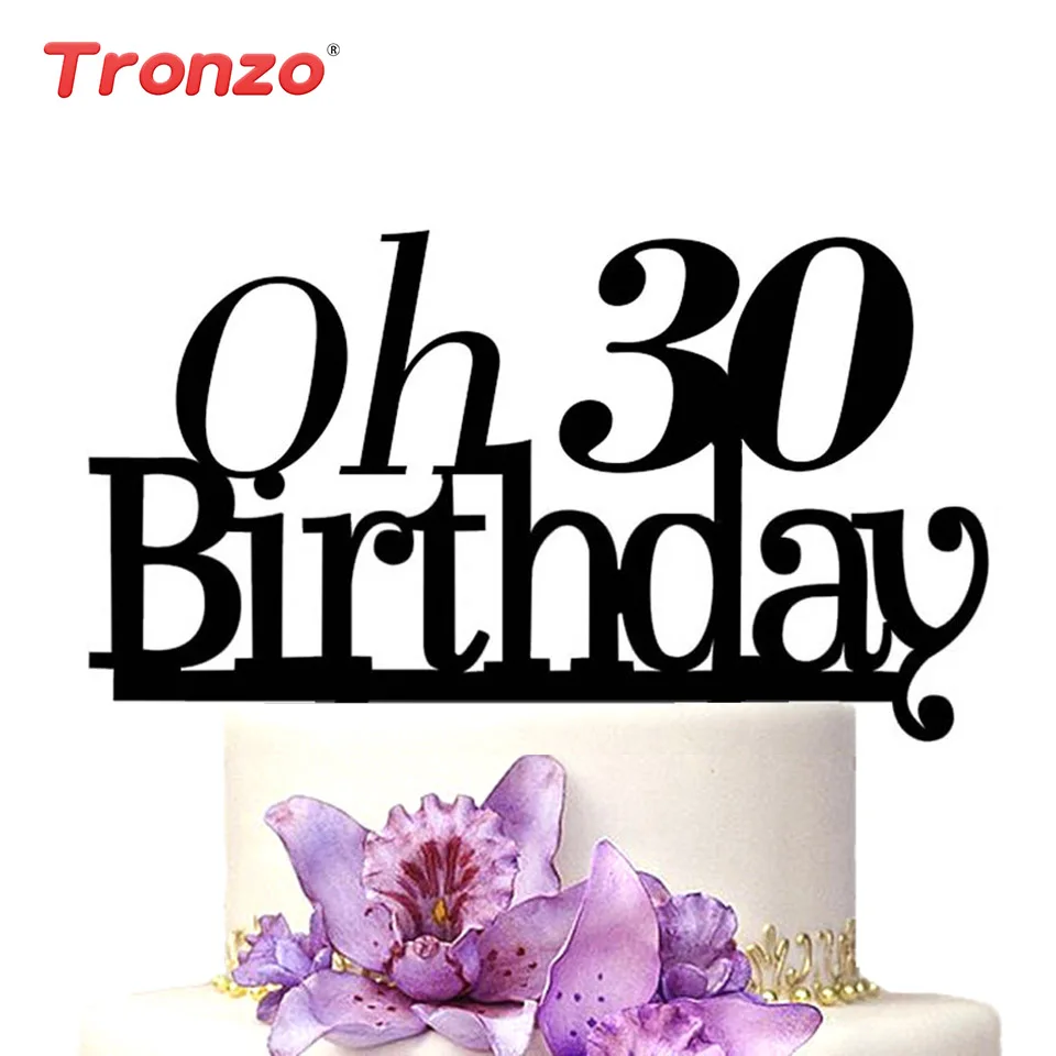 Топпер для торта Tronzo Oh 30th 40th 50th день рождения черные акриловые топперы кексов