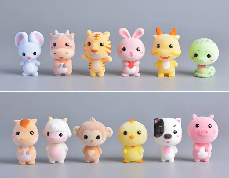 Koteta Kawaii ПВХ флокирующая кукла пушистая панда Пингвин утка мини животные игрушки для детей флокирующая игрушка для девочек детские подарочные фигурки